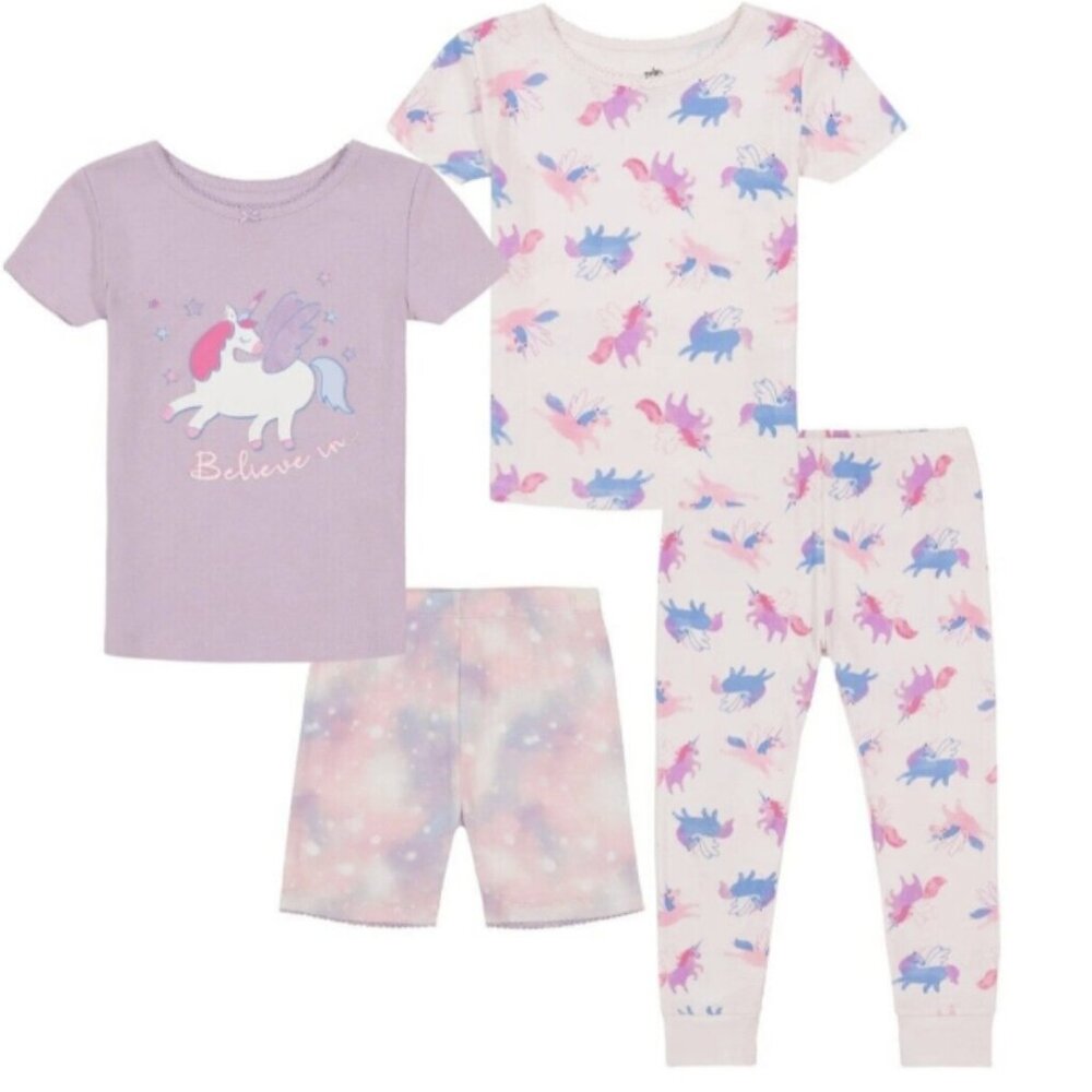 Kids Headquarters 4-Piece Cotton Pajama SET, Unicorn Size 5 - Picture 2 of 3
